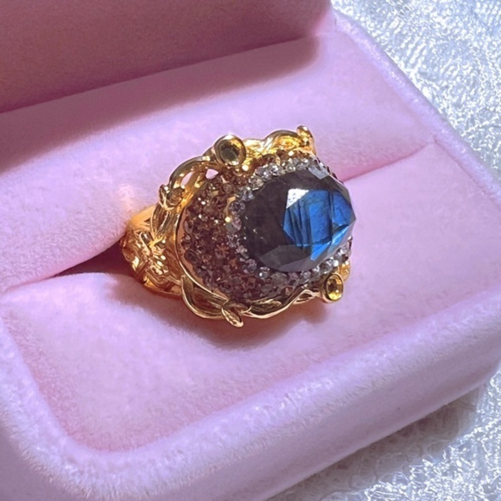 18K GP blue fire labradorite( June Birthstone ) ring